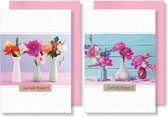 10x double carte de voeux avec enveloppe - Félicitations - Fleurs - 11,5 x 17 cm