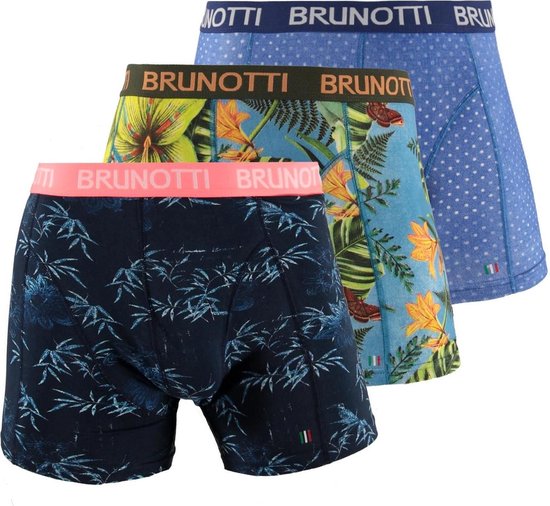 Brunotti - 3-pack Boxershorts Blauw Gestipt / Palm / Flora - L | bol.com