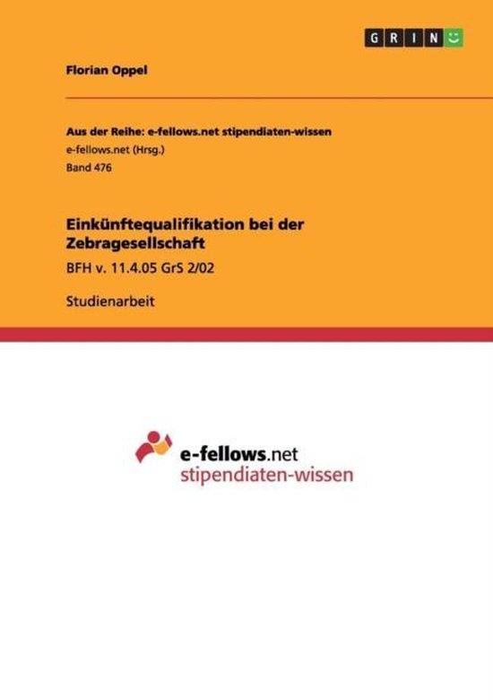 Einkunftequalifikation bei der Zebragesellschaft - cover