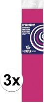 3x Crepe papier plat neon fuchsia 250 x 50 cm - Knutselen met papier - Knutselspullen