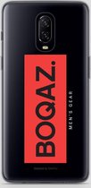 BOQAZ. OnePlus 6t hoesje - Labelized Collection - Red print BOQAZ