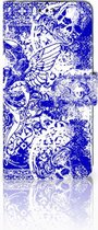 Housse en Cuir Premium Flip Case Portefeuille Etui pour Huawei P30 Portefeuille Skull Blue Angel