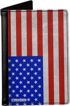 Amerikaanse vlag (USA) - Paspoorthoes - Paspoorthouder - Paspoort Protector - Beschermhoes - Cover - Mapje - Canvas / Leer - Bescherming van je paspoort - Voor Op Reis / Reizen / V