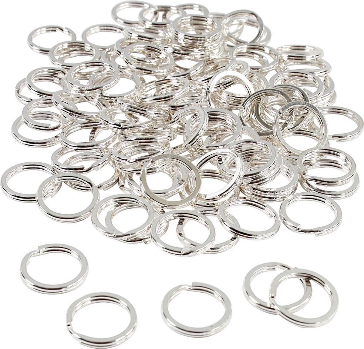 Splitring, d: 15 mm, verzilverd, SP, 100 stuks