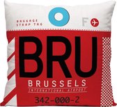 Brussel (Luchthaven BRU, Belgie) - Sierkussen - 40 x 40 cm - Reizen / Vakantie - Reisliefhebbers - Brussels - Voor op de bank/bed