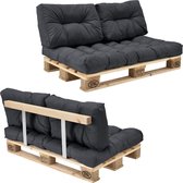 [en.casa]® Tweezitsbank - palletbank - compleet - grijs