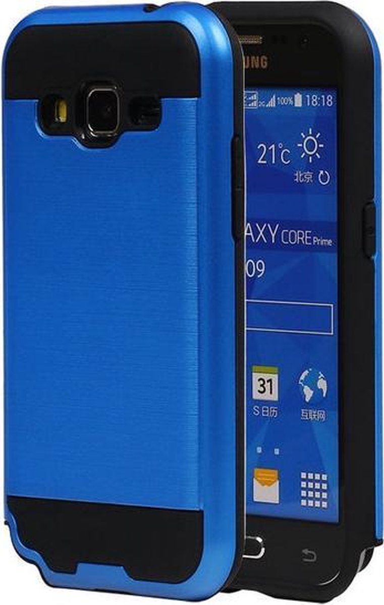 Blauw Bestcases Tough Armor TPU Back Cover Samsung Galaxy Core Prime Hoesje