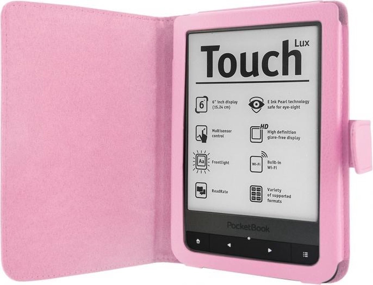 Lichtroze Leren Beschermhoes Pocketbook Touch Lux 3 (Cover / Case