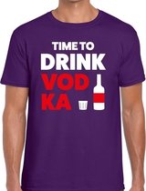 Time to drink Vodka tekst t-shirt paars heren S