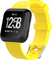 Siliconen Armband Voor de Fitbit Versa, Versa Light, Versa 2 - Horloge Band - Geel - Small