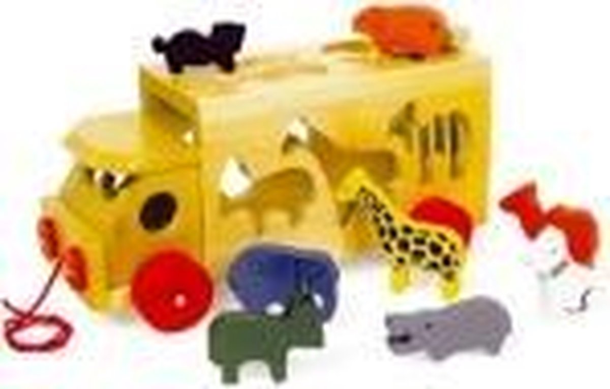 bol.com | Playwood Dieren Vormenauto - houten speelgoed