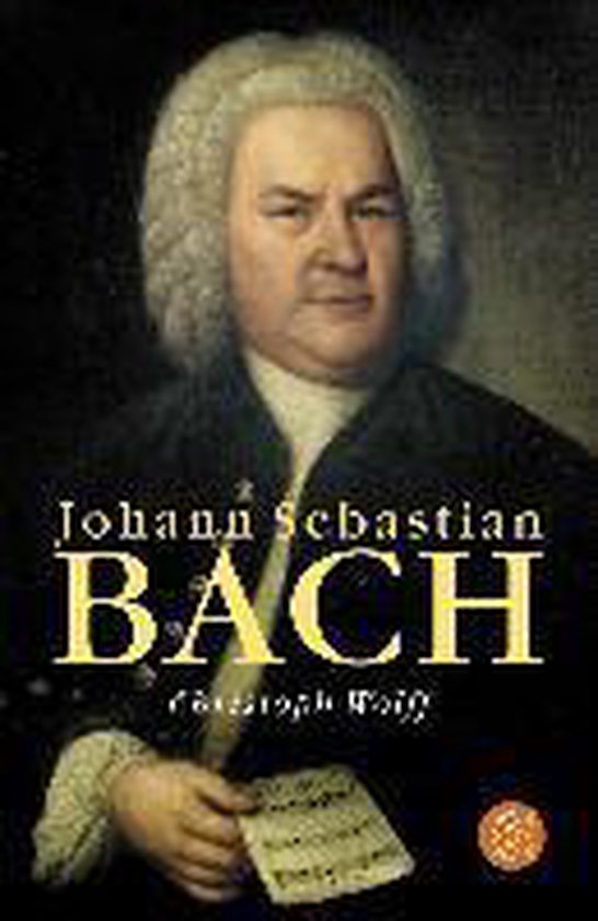 Boek "Johann Sebastian BACH" met portret van Bach met bladmuziek.