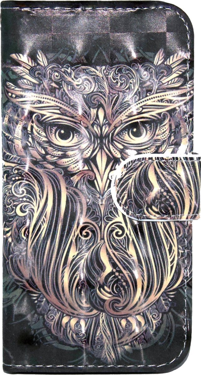 ADEL Kunstleren Book Case Hoesje Geschikt voor iPhone 6(S) Plus - Gouden Uil