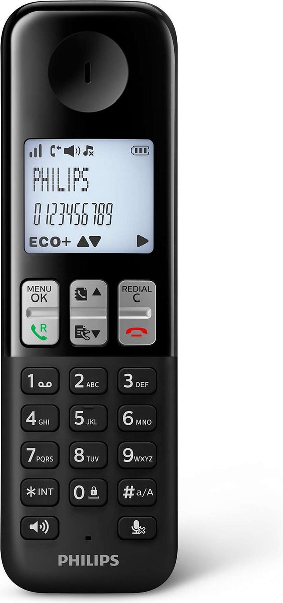 Philips D2354 Quattro DECT telefoon met antwoordapparaat Zwart