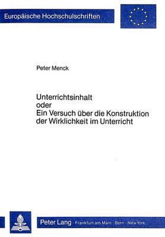 Unterrichtsinhalt- oder Ein Versuch über die Konstruktion d ... - cover