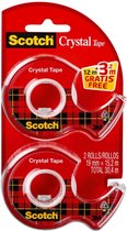 Scotch® Crystal Clear tape in dispenser, 19 mm x 12 m + 3.2 m, 2 rollen GRATIS
