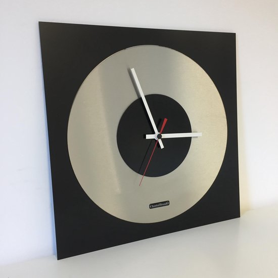 Horloge murale TOPAZ Design moderne noir et noir