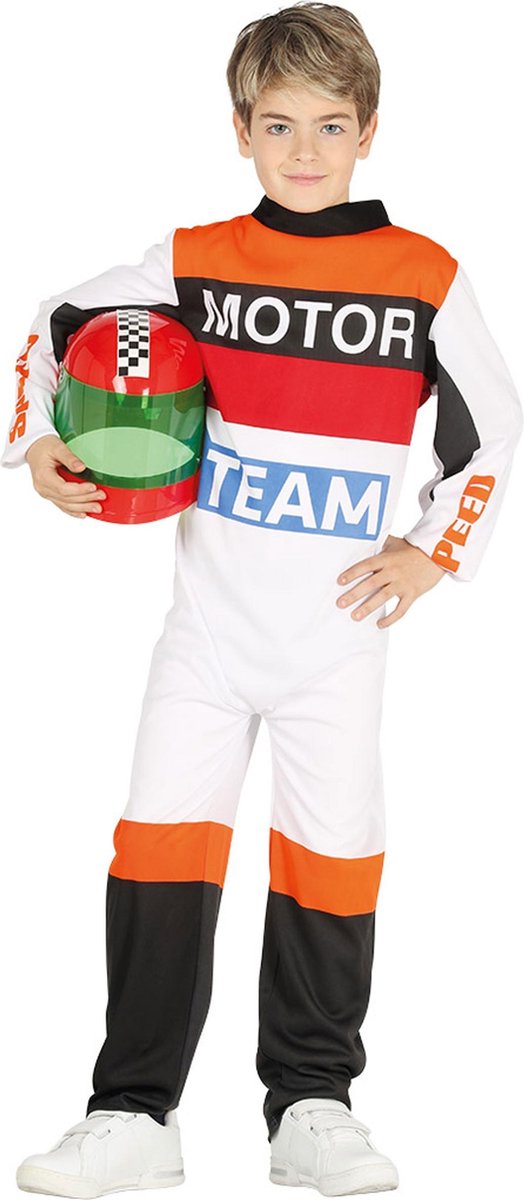 Fiestas Carnaval verkleed kostuum - Motorcoureur - verkleedpak voor kinderen - themafeest 122/134