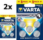 Varta CR2016 Professional Electronics 3V 90mAh Lithium knoopcel - 10 Stuks (2 Blisters a 5st)