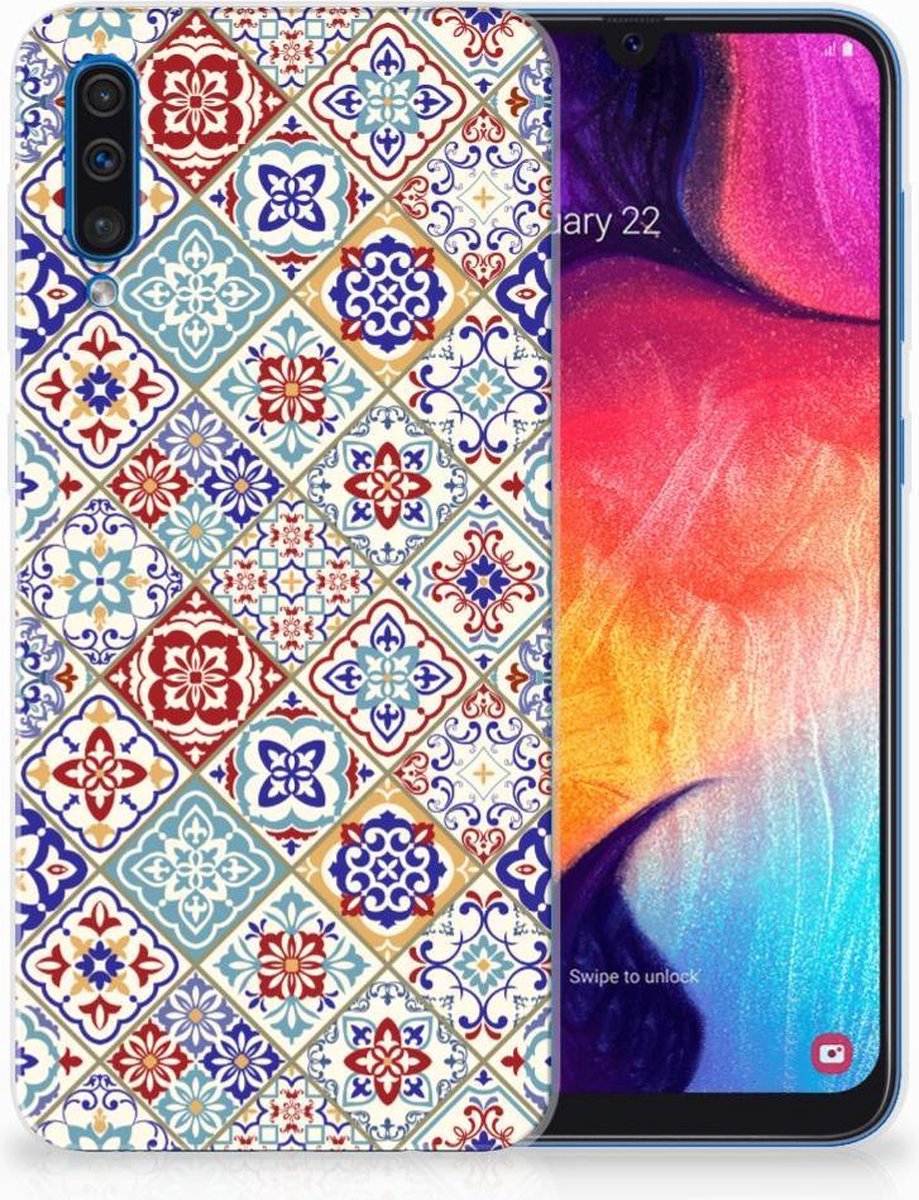 Samsung Galaxy A50 TPU Siliconen Hoesje Tiles Color