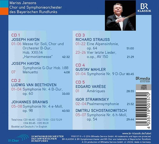 CD-hoes met tekst: Mariss Jansons Chor und Symphonieorchester des Bayerischen Rundfunks, lijst van werken en speelduur.