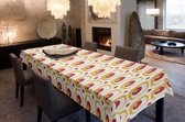 Joy@home Tafellaken - Tafelkleed - Tafelzeil - Retro Wit/Rood - 140cm x 180cm
