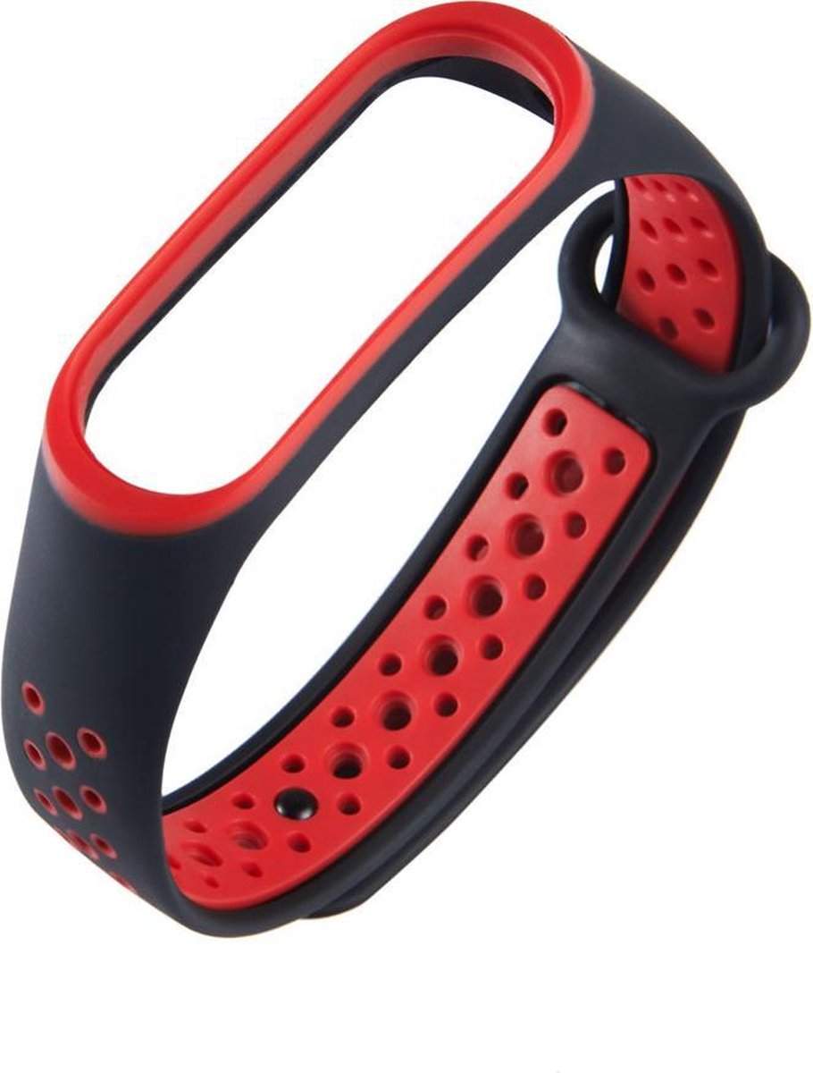 KELERINO. Siliconen bandje geschikt voor Xiaomi Mi Band 3 / 4 - Zwart / Rood