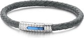 Frank 1967 - 7FB-0008 - Leren armband - met stalen elementen - 21 cm - Grijs