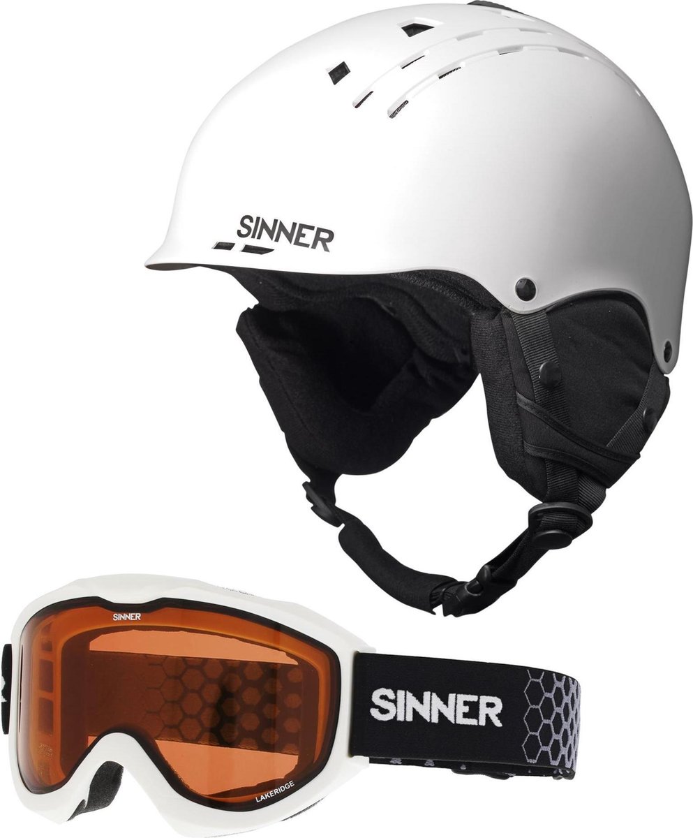 Sinner Combi-Pack ( Pincher + Lakeridge ) Unisex Skihelm & -bril - Matte  White - L/60 cm | bol.com