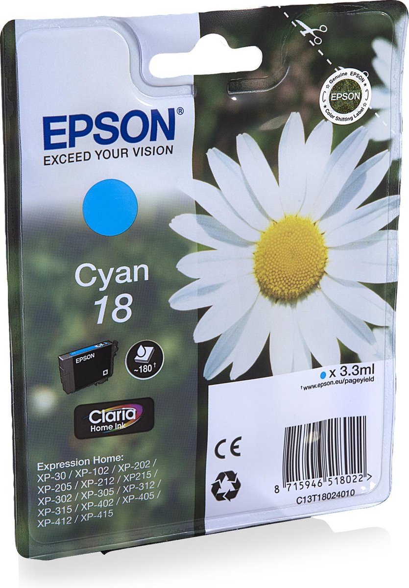 Epson 18 (T1802) - Inktcartridge / Cyaan