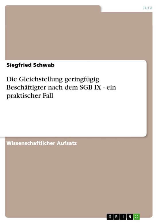 Die Gleichstellung geringfügig Beschäftigter nach dem SGB  ... - cover