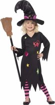 Halloween - Heksen verkleedkleding Rosa voor meisjes - Halloween kostuum/ outfit 115-128 (4-6 jaar)
