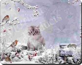 Wintertafereel (kitten,roodborstje,muis,tijger)  Muismat
