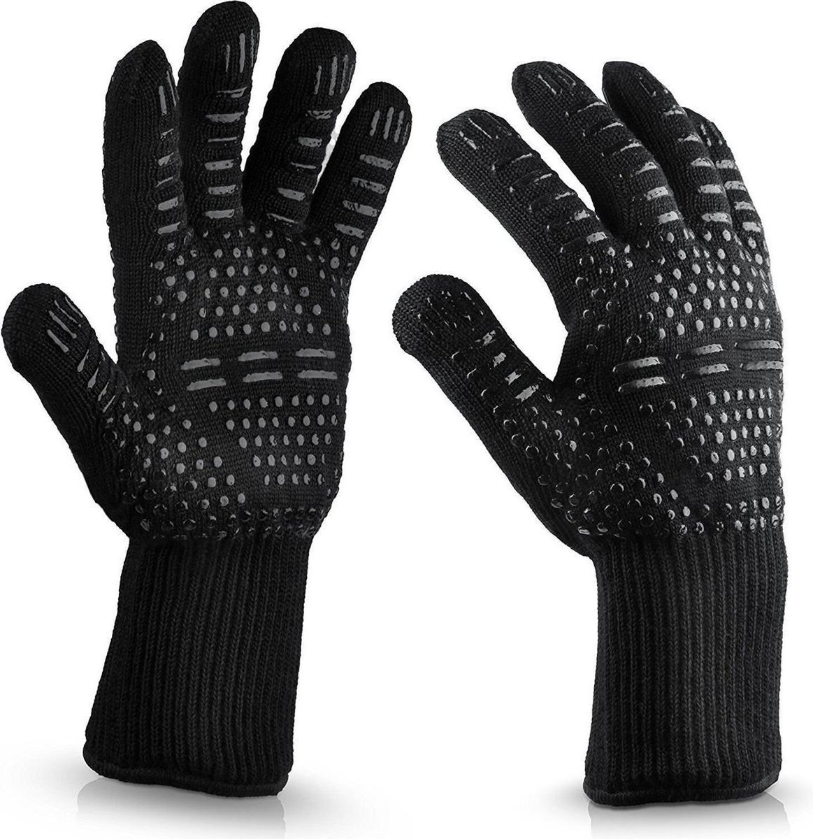 QY Hittebestendige BBQ & Oven Handschoenen - tot 500 C - Extra Lang Voor Armbescherming - zwart