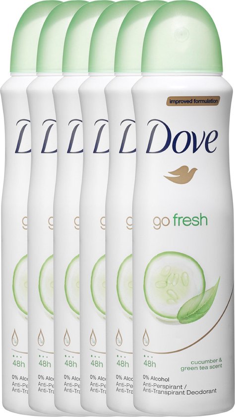 Dove Go Fresh Cucumber & Green Tea Women - 6 x 150 ml - Deodorant Spray - Voordeelverpakking