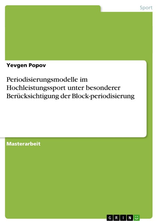 Periodisierungsmodelle im Hochleistungssport unter besondere ... - cover