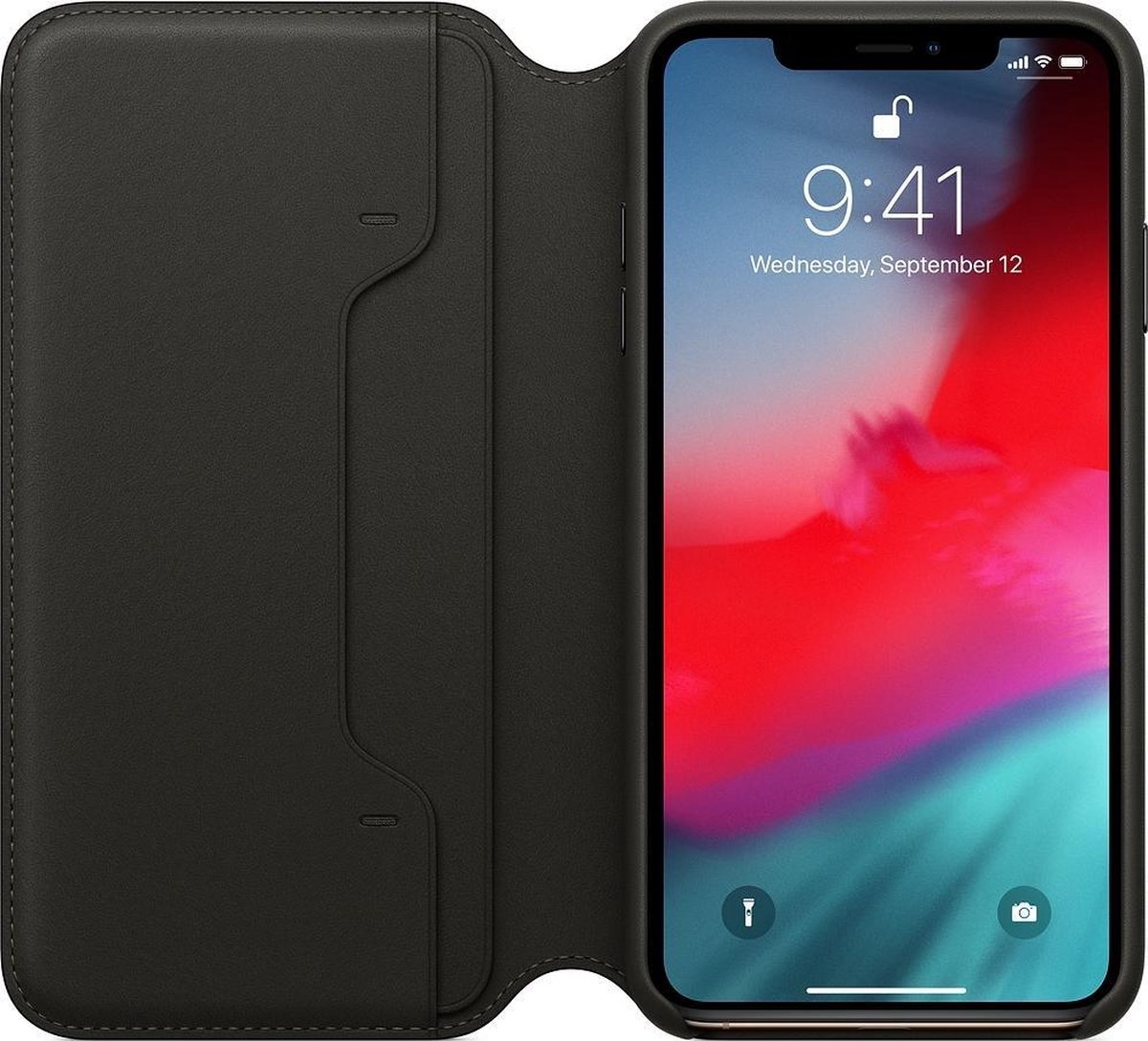 Apple - Leren Folio Hoesje - iPhone Xs Max - Zwart