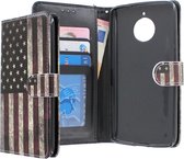 Motorola Moto E4 Plus hoesje - CaseBoutique - Amerikaanse Vlag - Kunstleer