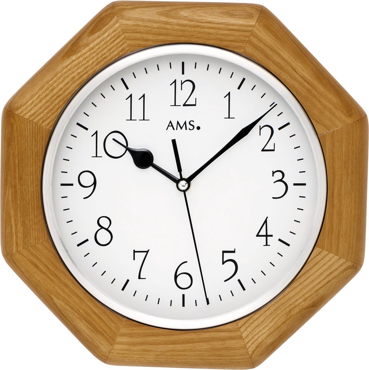 AMS 5512 Wandklok zendergestuurd eikengelakt hout 27 cm ø