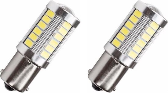 BA15S autolamp 2 stuks | LED knipperlicht | 33-SMD xenonwit met lens | 12V  | bol.com