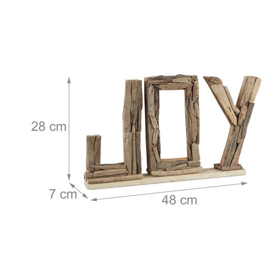 bol.com | relaxdays decoratieve belettering JOY - drijfhout decoratie -  tafeldecoratie staand - hout