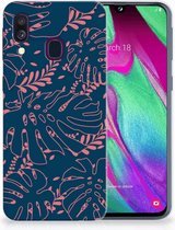 Back Case Samsung A40 TPU Silicone Hoesje Design Palm Leaves