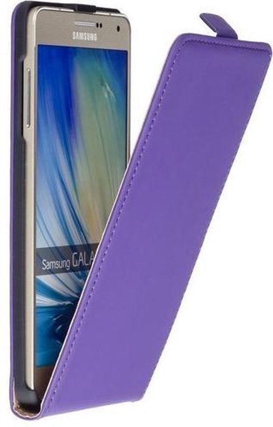 Lederen Paars Samsung Galaxy A7 Flip case case Telefoonhoesje