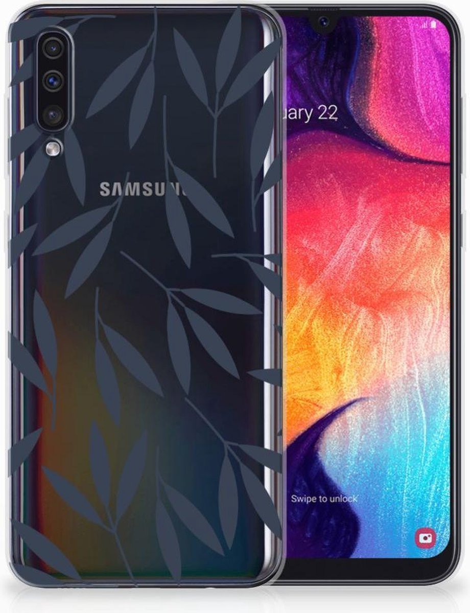 Samsung Galaxy A50 TPU Case Leaves Blue