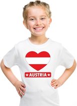 Oostenrijk hart vlag t-shirt wit jongens en meisjes XS (110-116)