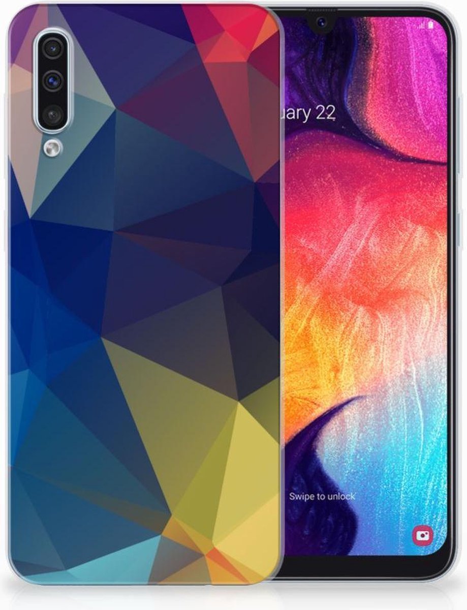 Samsung Galaxy A50 TPU Hoesje Polygon Dark