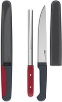 Joseph Joseph Trancheerset - Inclusief Vleesmes en Vleesvork - Magnetisch - Grijs - Set van 2 stuks