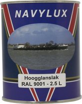 Navylux - Professionele hoogglanslak voor buiten - Bootlak - Bootverf - Boot - Verf -Voor huis en boot - Roestwerend - Goed hechtend - RAL 9001 - 2,5 L