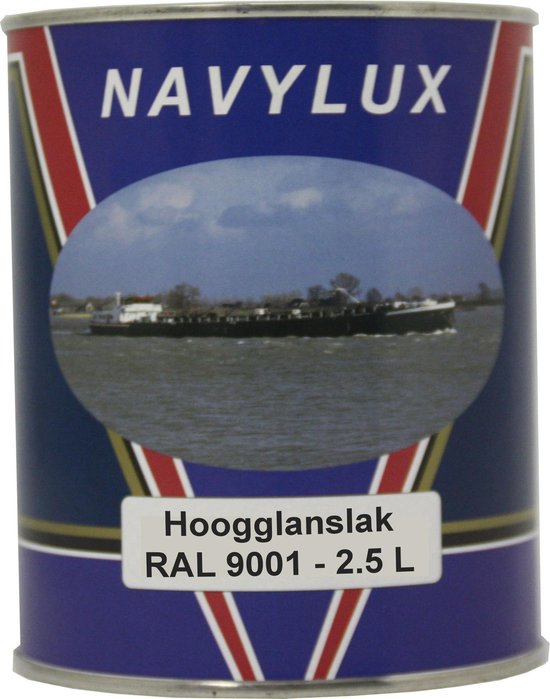 Navylux - Professionele hoogglanslak voor buiten - Bootlak - Bootverf - Boot - Verf -Voor huis en boot - Roestwerend - Goed hechtend - RAL 9001 - 2,5 L