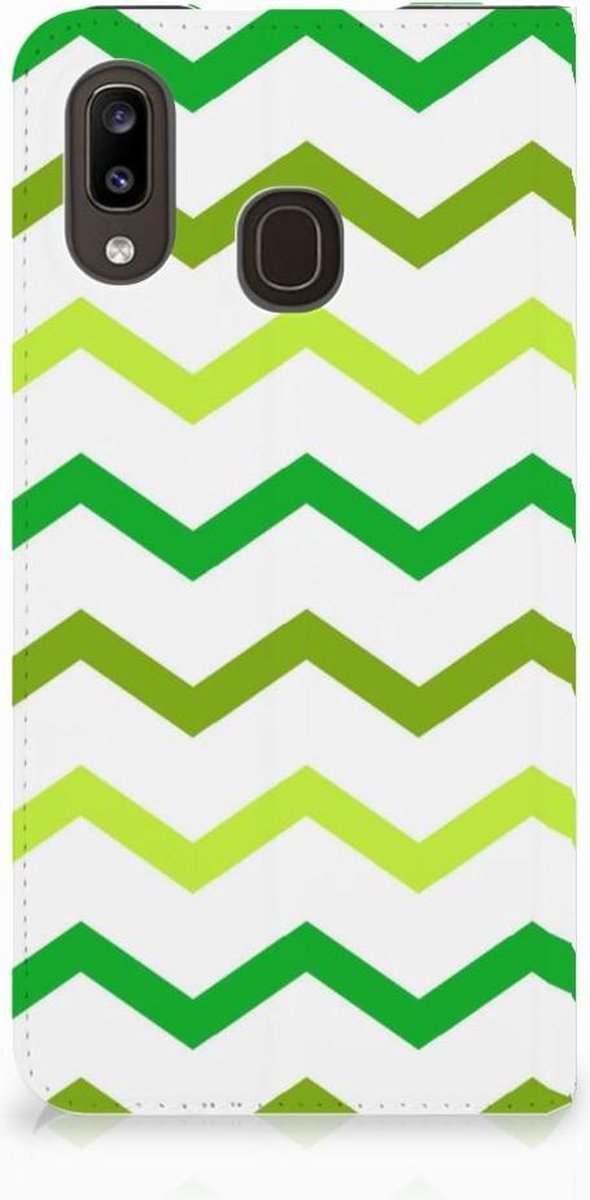 Samsung Galaxy A30 Hoesje met Magneet Zigzag Groen